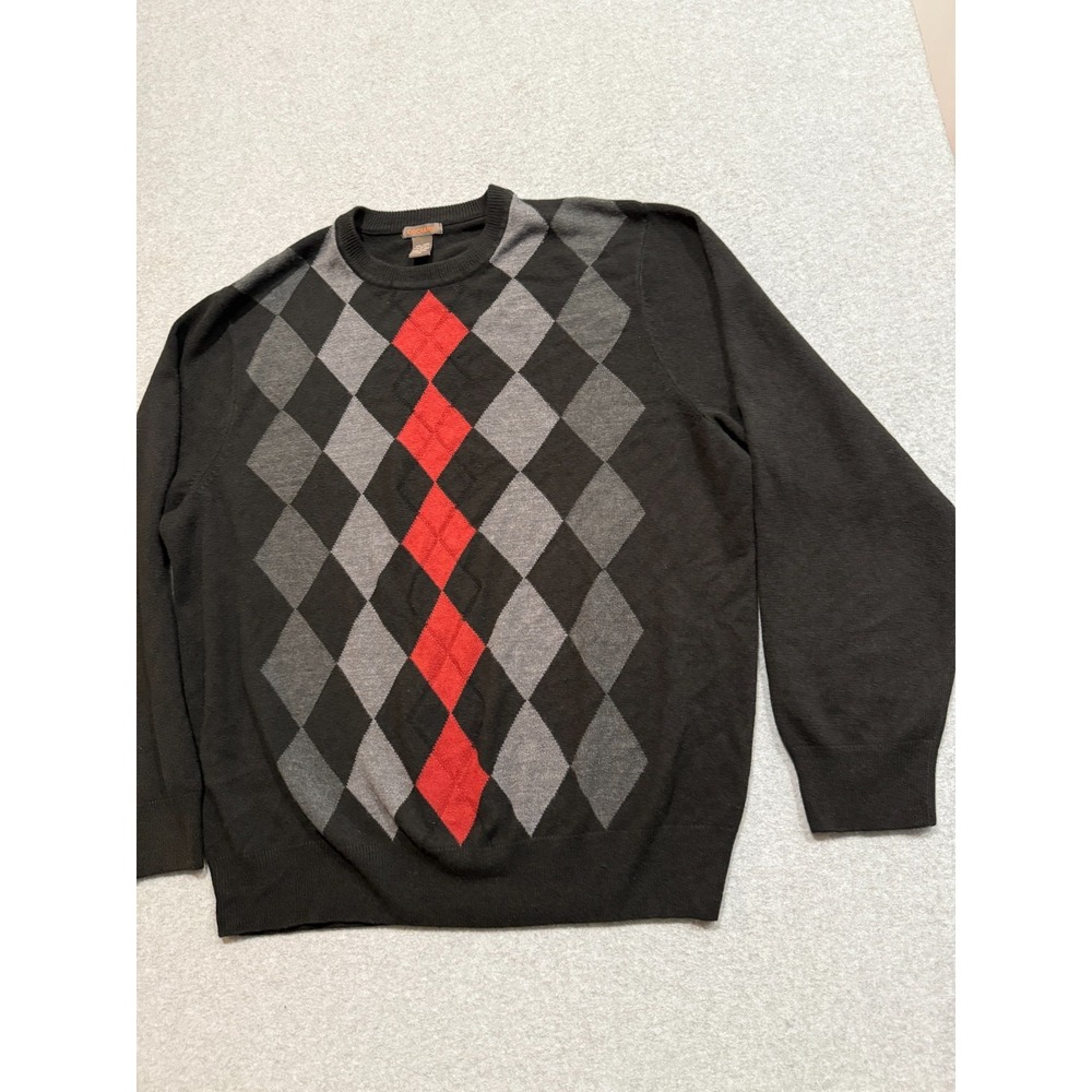 Dockers Acrylic Black, Red & Gray Argyle Soft Crew Neck Sweater Size XXL - Picture 4 of 11